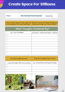 Printable worksheet for practicing how to use silence to kickstart your creativity.